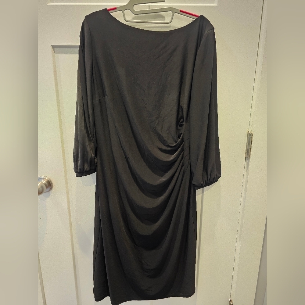 Lauren Ralph Lauren Black Ruched 3/4 Sleeve Jersey Sheath Dress Women’s 14